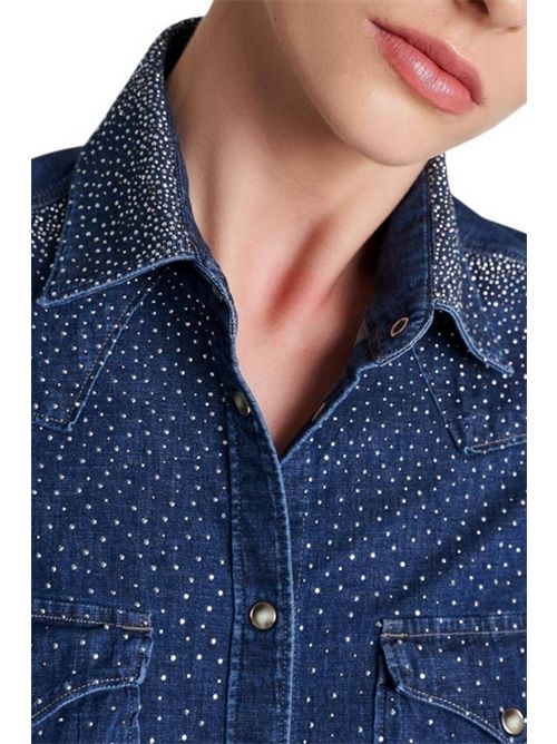 camicia donna in denim con borchie Camicetta Snob | 545P-31426225